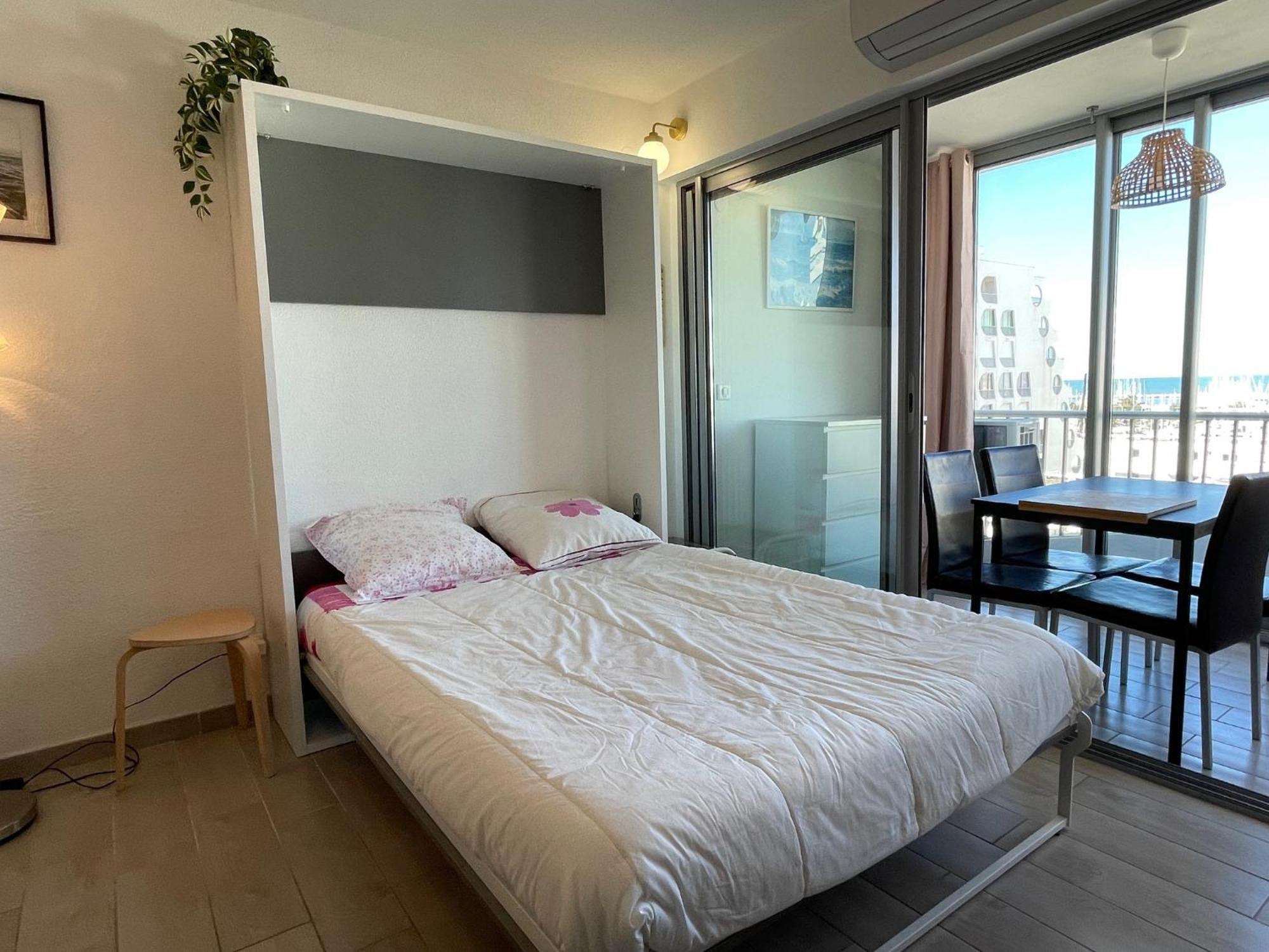 Studio 2-3 Pers Parking Clim Vue Port Et Mer 라그랑모트 외부 사진