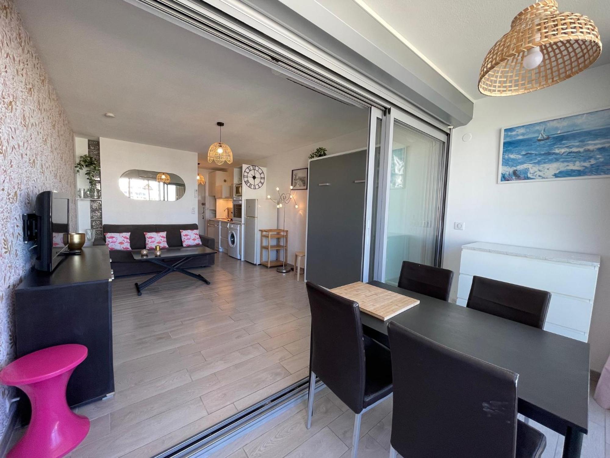 Studio 2-3 Pers Parking Clim Vue Port Et Mer 라그랑모트 외부 사진